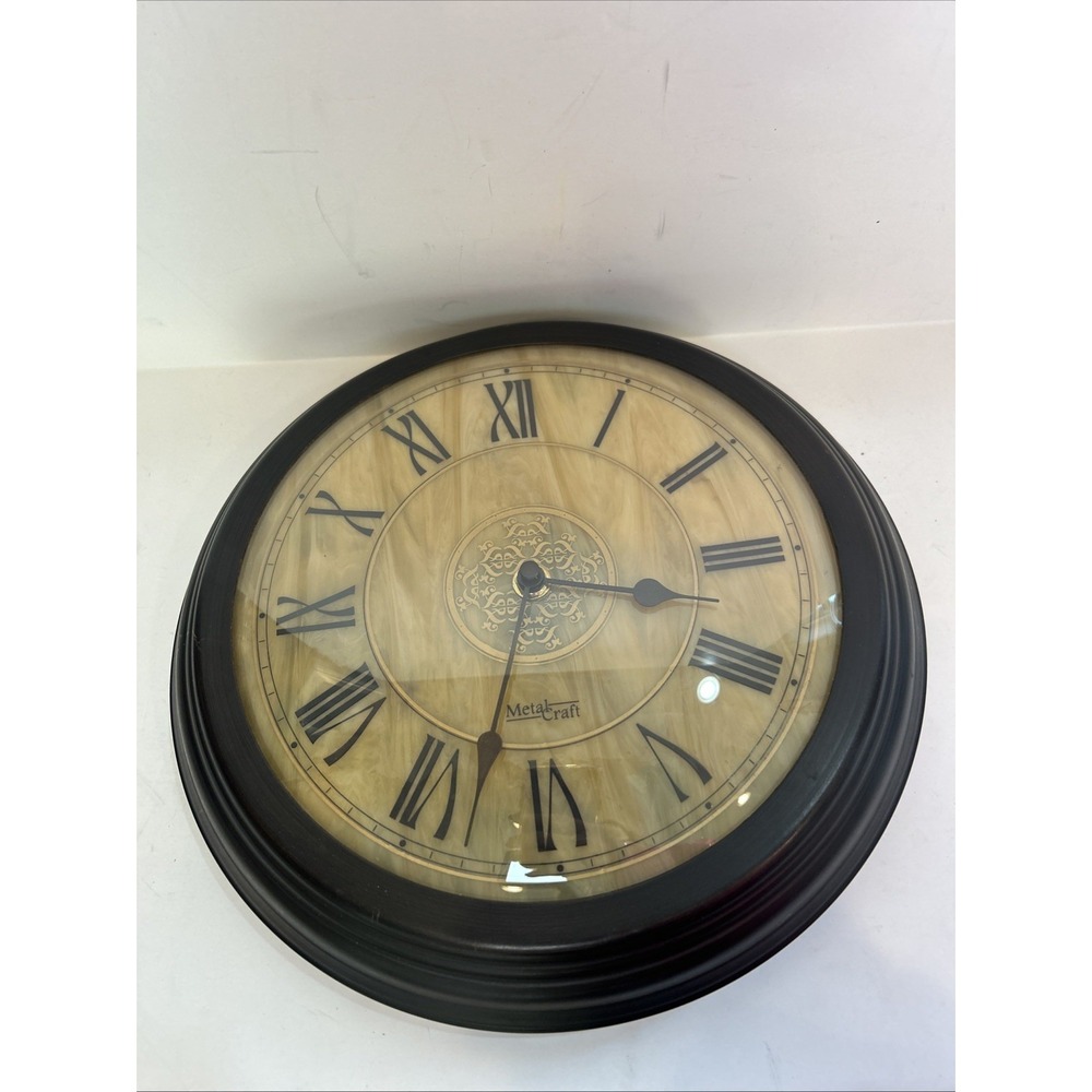 Working‎ Metal Craft Marble Face/stained Glass Look Wall Clock Quartz Movement